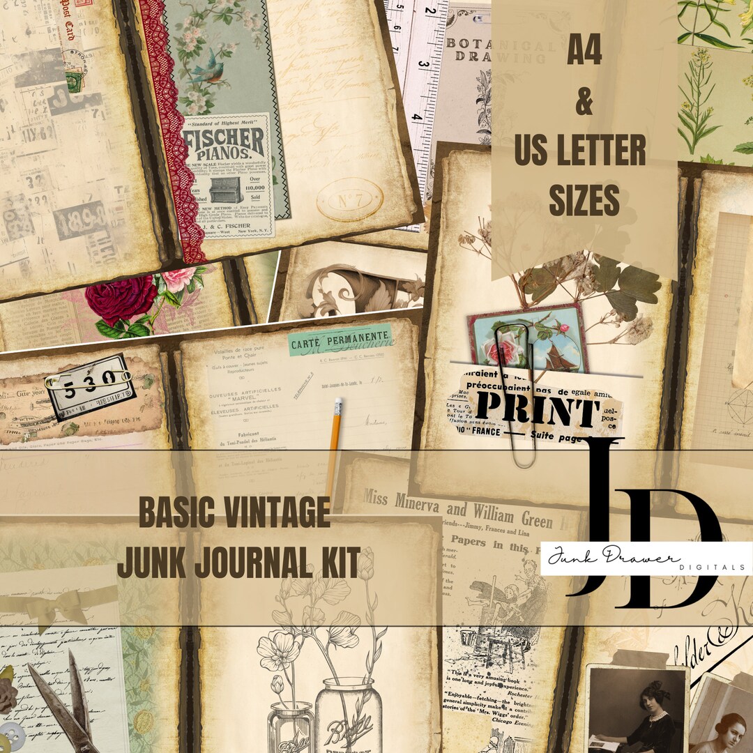 Basic Vintage Junk Journal Kit Junk Journal and Scrapbooking Essential