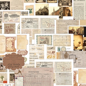 Archived Documents Ephemera Pack | Ultimate Vintage Pack For Scrapbooking and Junk Journaling | Cards, Tags, Words, Frames, Papers |  JDD051