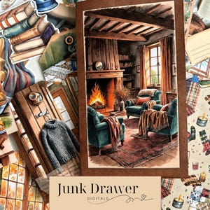 Kit Folio Junk Journal Outubro 2024 | Cozy Home & Hearth, Folio temático mensal para Junk Journals e Scrapbooking | JDD038