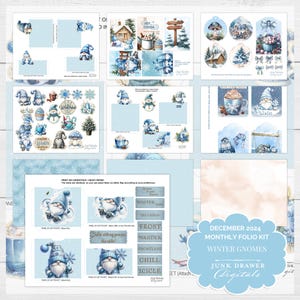 Junk Journal Folio Kit december 2024 | Winterkabouters Junk Journal Folio Kit | Afdrukbaar wintervakantiepakket | JDD045