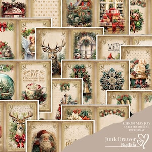 Kit de diario basura Christmas Joy / Páginas imprimibles para diario y álbum de recortes navideños / Descargas digitales para manualidades / JK002