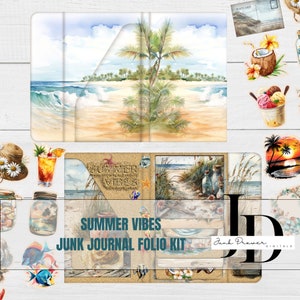 Summer Vibes Junk Journal Folio Kit: Beach Scrapbook (Digital Download)
