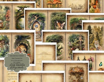 Kit de journal de bord de la forêt enchantée | Pages de journal imprimables et documents éphémères | Téléchargements de scrapbooking numérique