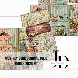 Junk Journal March 2024 Folio Kit | Monthly Themed  Folio For Junk Journals and Scrapbooking |FK013