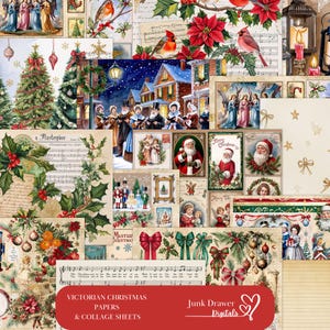 Victorian Christmas Digital Paper: Junk Journal Scrapbook Kit (PDF)