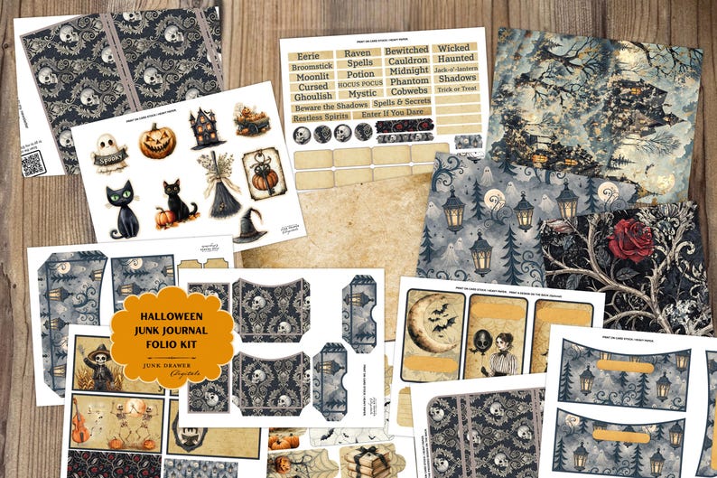 Halloween Horizontal Folio Kit for Junk Journal and Scrapbooking ...