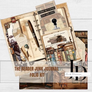 Das Reader Junk Journal Folio Kit | Reading and Books Themed Journal Folio Für Junk Journal und Scrapbooking | FK017