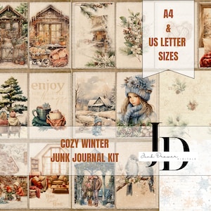 Cozy Winter Junk Journal Kit | Printable Winter Ephemera & Scrapbook Pages | Digital Junk Journal Papers| JK004
