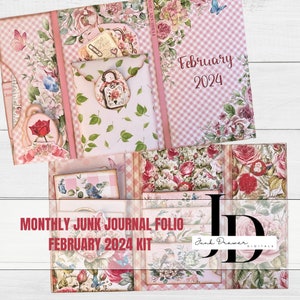 February 2024 Junk Journal Folio Kit: Floral Scrapbooking (Digital Download)