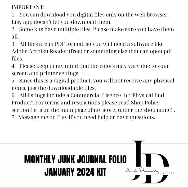 Junk Journal January 2024 Folio Kit Monthly Themed Folio for Junk