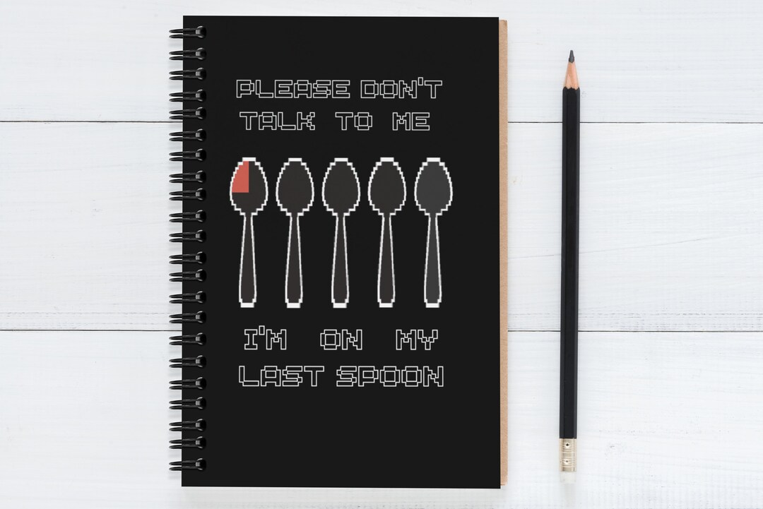 Spoon Theory Journal Retro 8bit Video Game Notebook Autism ADHD Chronic Illness Gift for Mental
