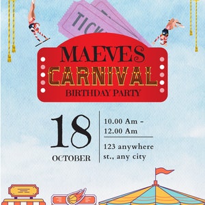Karneval Geburtstag Ticket Einladung Digitale Vorlage