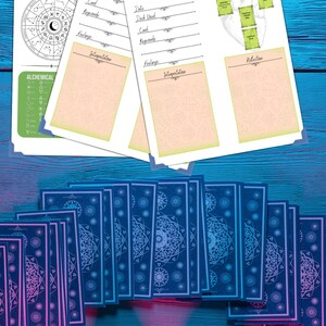 Diario delle carte dei tarocchi stampabile, pianificatore di diffusione dei tarocchi, registro degli spread Oracle, organizzatore di layout, taccuino di divinazione