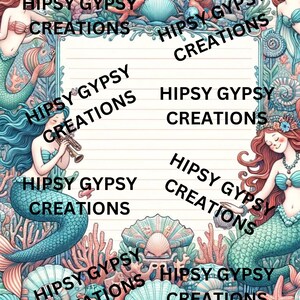 Enchanting Mermaid-Themed Digital Paper Collection: Unleash Your Creative Tide with this set of 5, 8.5x11 inch mystical collection paper