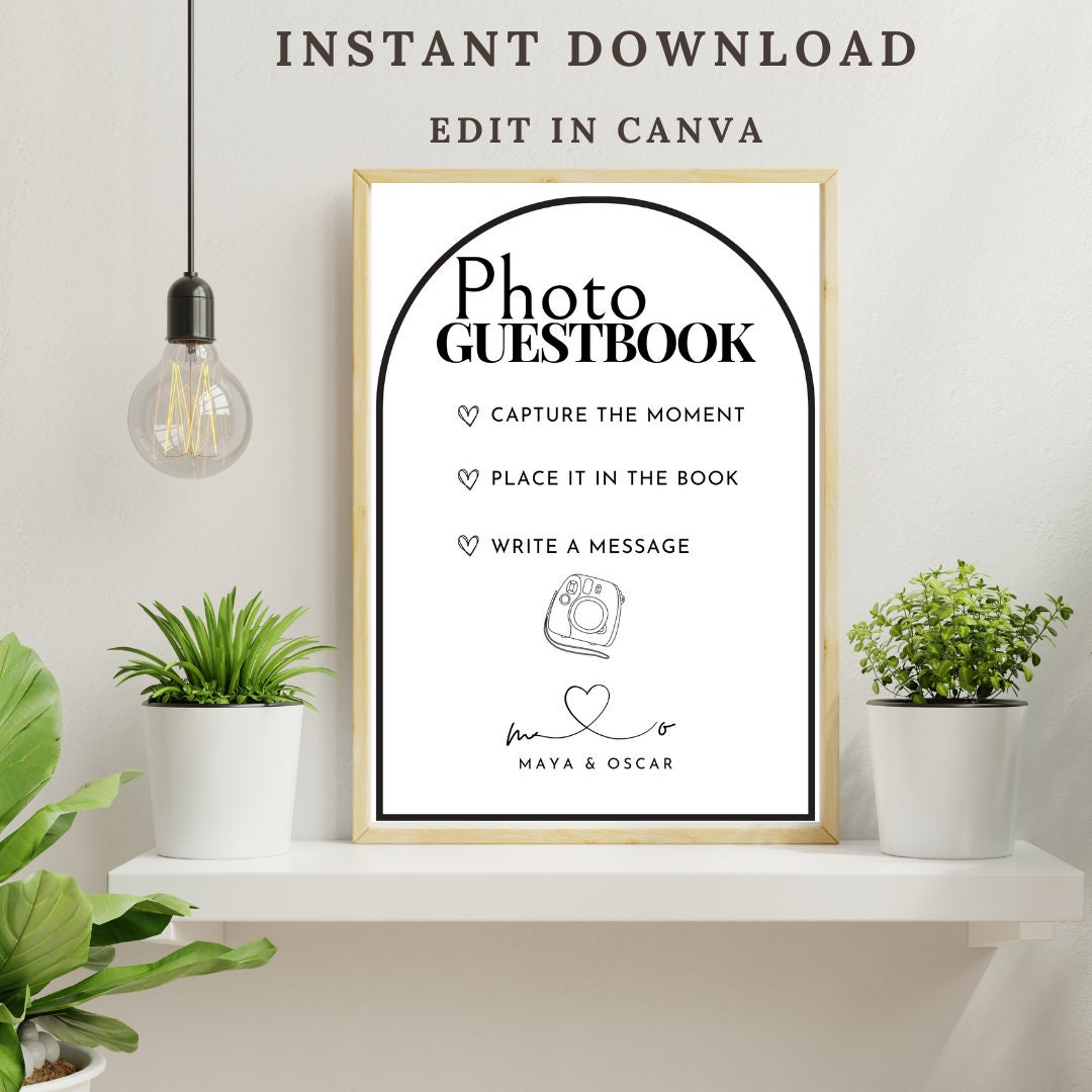 Editable Instax Mini 12 Instructions, Polaroid Guestbook Sign, Instax