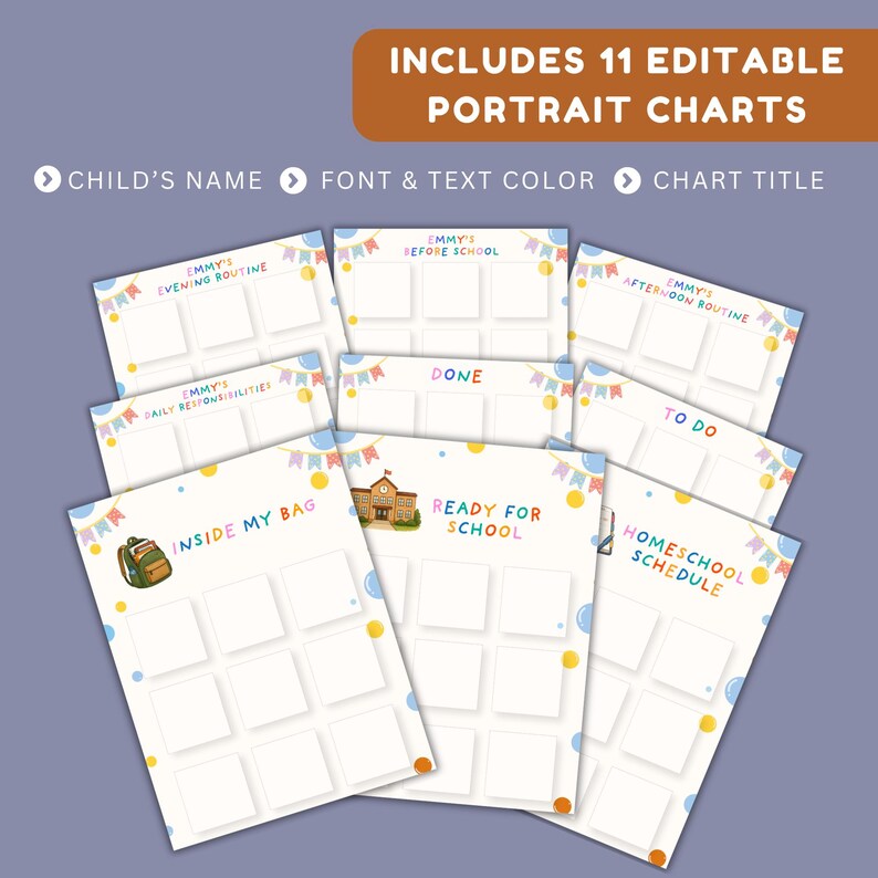 Decroative R Outine Editable Daily Routine Cards | Kids Chore Chart, Visual Schedule ...