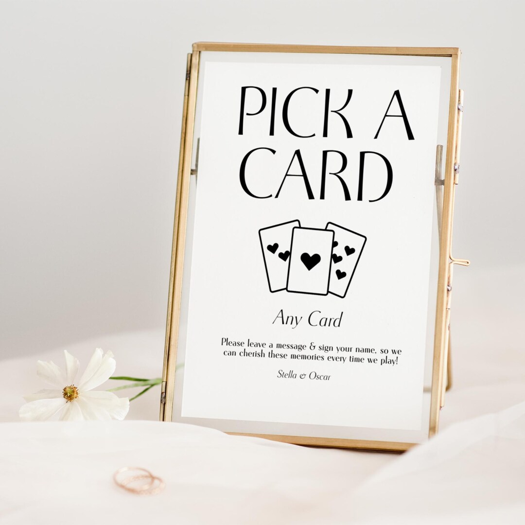Playing Cards Wedding Guest Book Sign: Minimalist Pick A Card (digital ...