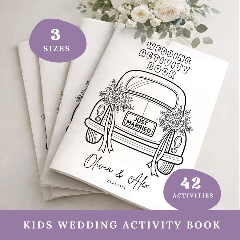 Kids Wedding Activity Book, Booklet 42 Pages, Printable Games & Coloring Pages (Digital Download) image 1