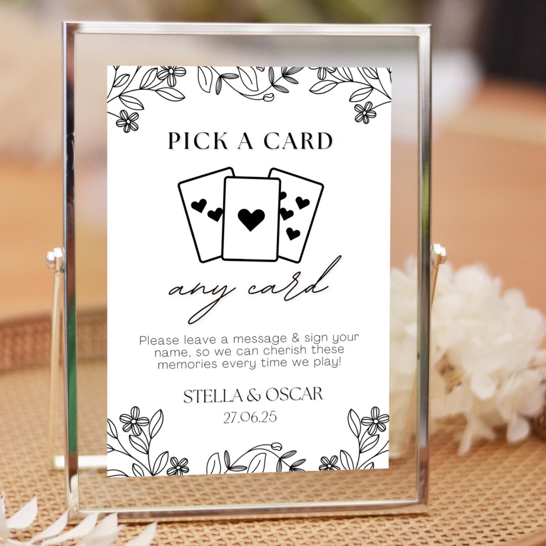 Playing Cards Wedding Guest Book Sign: Editable Canva Template (digital ...