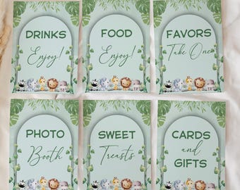 Safari First Birthday Signs: Wild One Party Decor (Digital Download, Canva Template)
