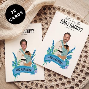 72 cartes jeu de baby shower, modèle imprimable sur toile, cartes numériques modifiables de célébrités, jeu de baby shower amusant