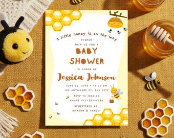 Honey Bee Baby Shower Invitation Template: Editable 5x7 (Digital Download)