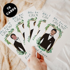 Who Has the Groom Bridal Shower Game, Printable Template on Canva, Editable Digital Celebrity Cards , Funny Bridal Shower Game 72 Cards