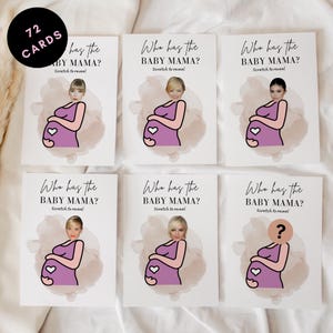 Qui a une maman, jeu de baby shower, modèle imprimable sur toile, cartes numériques modifiables de célébrités, jeu de baby shower amusant