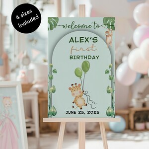 Cápsula del tiempo para el primer cumpleaños editable, letrero y tarjeta, plantilla de cumpleaños de Canva, invitación imprimible para el primer cumpleaños, primer cumpleaños de niño