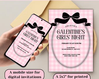 Editable Galentine's Girls Night Invitation: Canva Template (Digital Download)