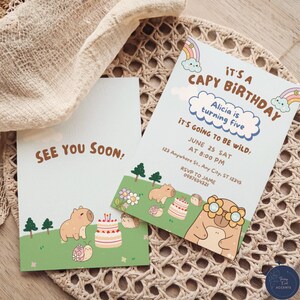 Capybara Birthday Invitation Template, Editable Capy Birthday Kids, Printable Birthday Party Invitation, Kawaii Capy Party Invite Girl Boy