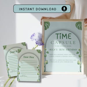 Cápsula del tiempo para el primer cumpleaños editable, letrero y tarjeta, plantilla de cumpleaños de Canva, invitación imprimible para el primer cumpleaños, primer cumpleaños de niño