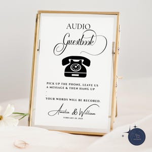 Audio Księga Gości Znak, Drukowalny Telefon Księga Gości Znak, Szablon Znaku Księgi Gości Weselnych, Audio Księga Gości Znak, Minimalistyczny, Znak Księgi Gości