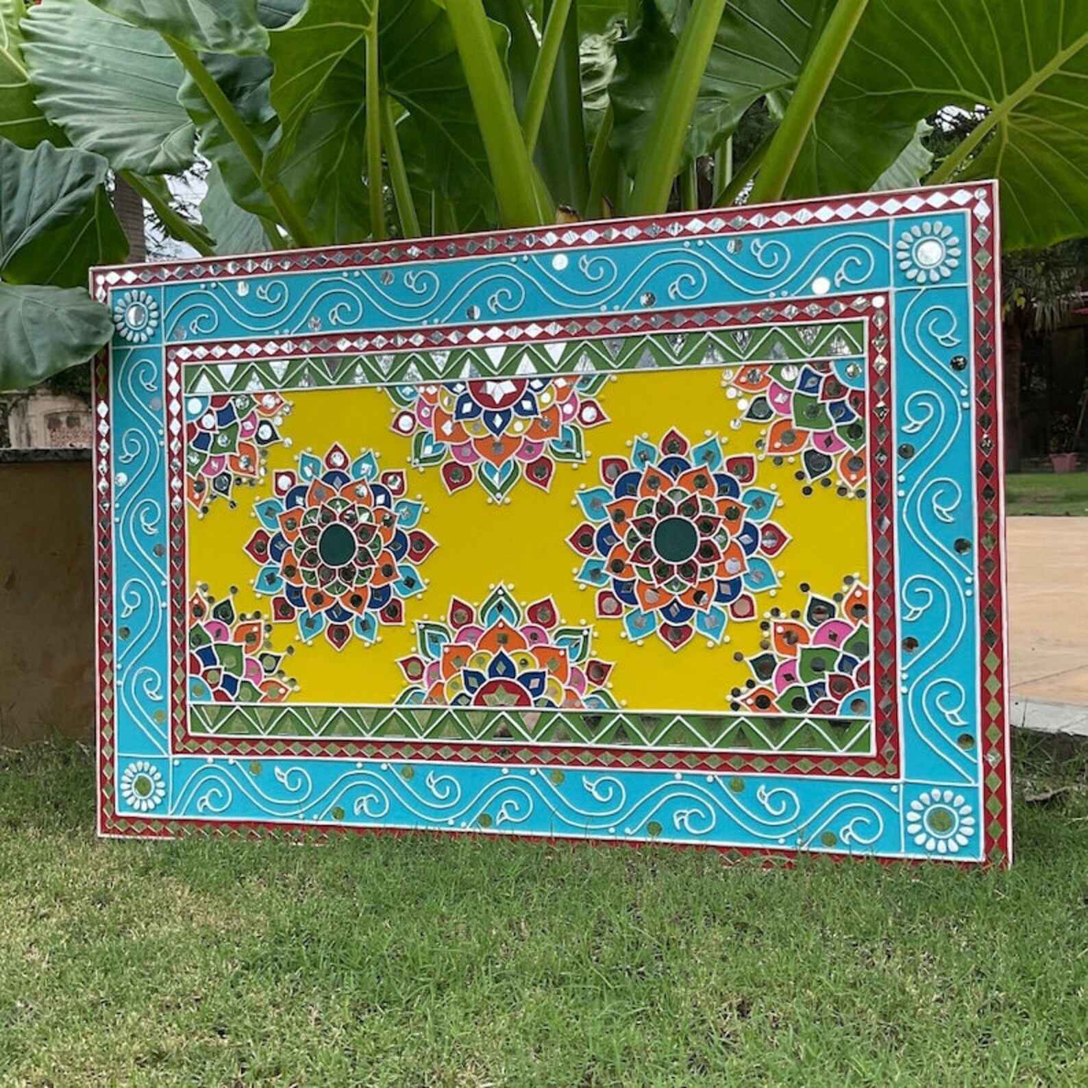 Lippan Art ,wall Decor, Flower Rangoli Lippan Wall Hanging Clay