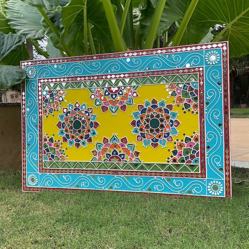 Lippan Art ,wall Decor, Flower Rangoli Lippan Wall Hanging Clay