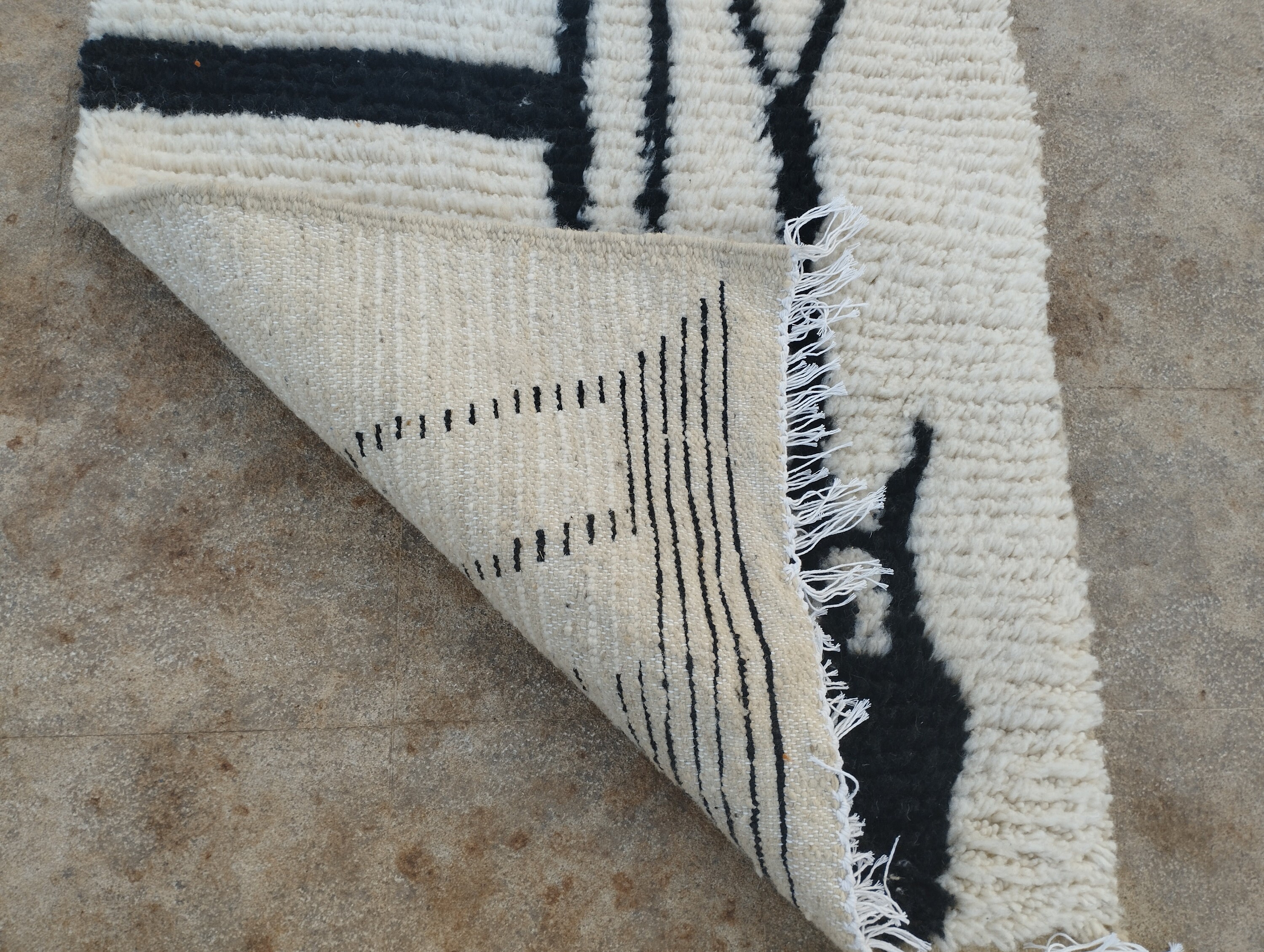 Black and White Runner Wool Rug Black White Wool Rug Berber Runner Carpet Authentic