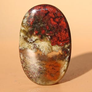 Moos Achat Cabochon - Multicolor Moos Achat Oval Cabocho - Feuriger Roter Moos Achat - Achatisierter Edelstein Schmuck - Indonesische Moos Achat Cab