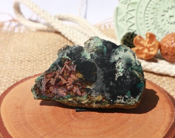 Chrysocolla Native Copper on Chalcedony / Cut and Polished / Good for Cabbing / Chalcedony Slab