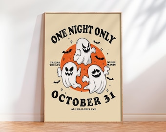 Retro Halloween Art Print, Trendy Halloween Wall Art Halloween Poster Print Retro Halloween Art Spooky Decor Halloween Party Gift for Friend