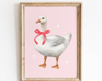 Silly Goose Print, Cute Goose Poster, Silly Goose Wall Art, Goose Nursery Print, Girls Room Prints, Playroom Decor Trendy Wall Art Printable