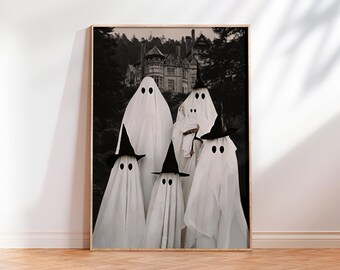 Duchy wydruk artystyczny, Upiorny Vintage Halloween, Sztuka Halloween, Dekoracja Halloween, Upiorna sztuka ścienna, Modna dekoracja ścienna, Wydruk rodzinny na Halloween