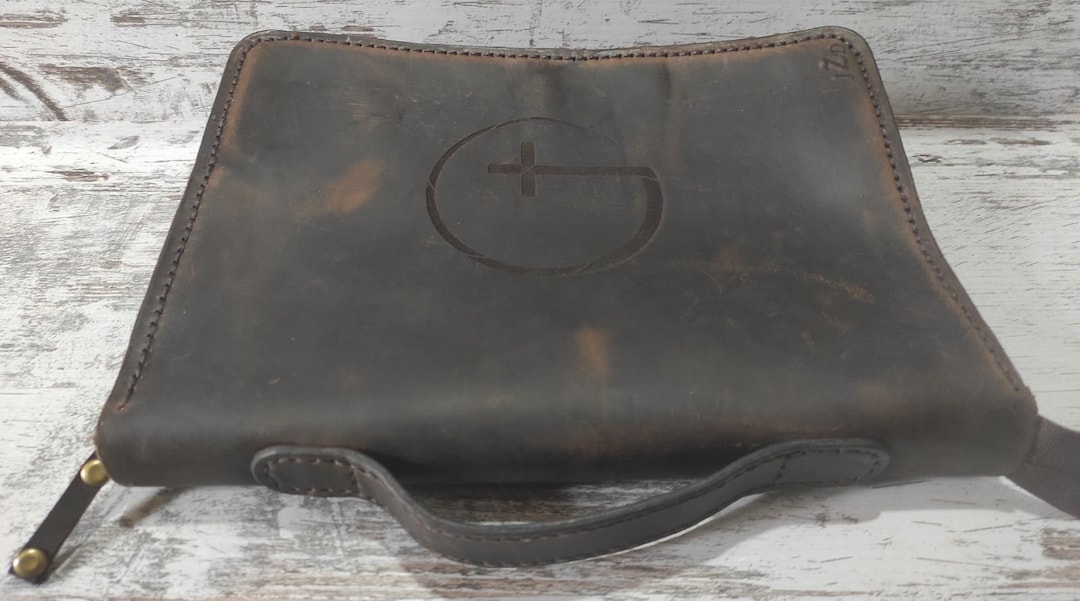 Leather Book Cover With Zipper and Handleleather Book Cover Etsy