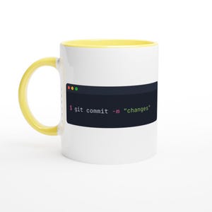 Taza con diseño de Git Commit Changes, humor para programadores, regalo para desarrolladores (cerámica de 325 ml) Ceramic Yellow