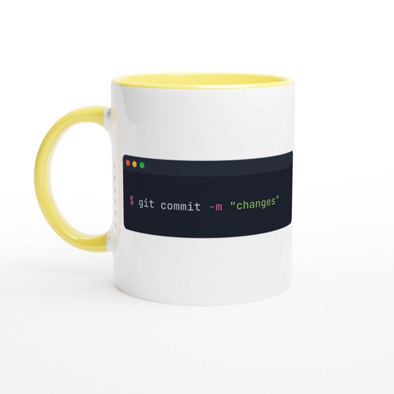 Taza con diseño de Git Commit Changes, humor para programadores, regalo para desarrolladores (cerámica de 325 ml) Ceramic Yellow