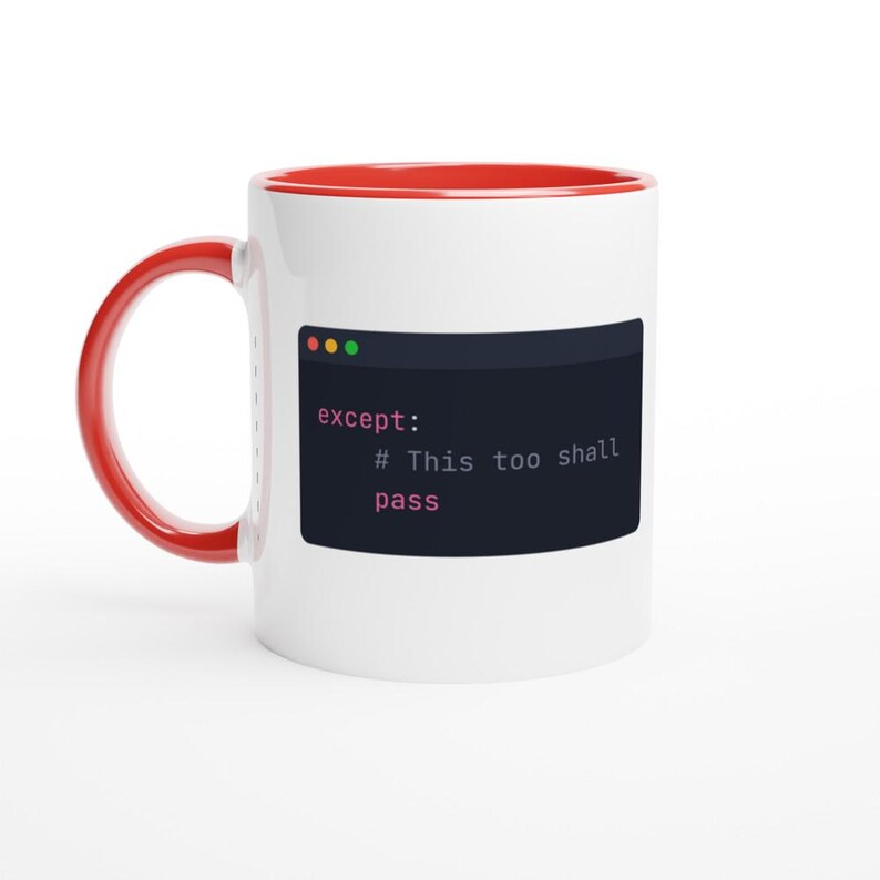 Python-programmerare-mugg, kodredigerare i mörkt läge, present till mjukvaruutvecklare (340 ml keramik) Ceramic Red