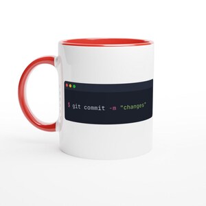 Taza con diseño de Git Commit Changes, humor para programadores, regalo para desarrolladores (cerámica de 325 ml) Ceramic Red