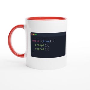 Taza con diseño de bucle de arrepentimiento, taza de café divertida para programadores de IA, regalo para ingenieros, humor para desarrolladores de software, regalo para aprendizaje automático