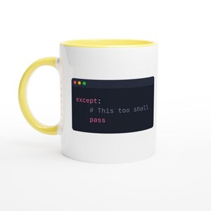 Python-programmerare-mugg, kodredigerare i mörkt läge, present till mjukvaruutvecklare (340 ml keramik) Ceramic Yellow