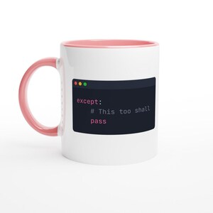 Python-programmerare-mugg, kodredigerare i mörkt läge, present till mjukvaruutvecklare (340 ml keramik) Ceramic Pink