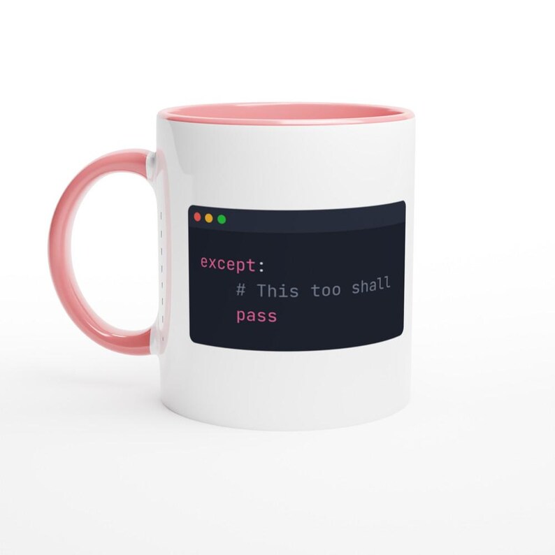 Python-programmerare-mugg, kodredigerare i mörkt läge, present till mjukvaruutvecklare (340 ml keramik) Ceramic Pink